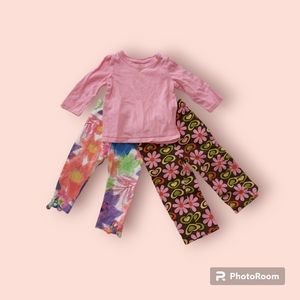 TieDye and 70s Prints for this Baby Girl! Shirt and Two Leggings Lot. Si…